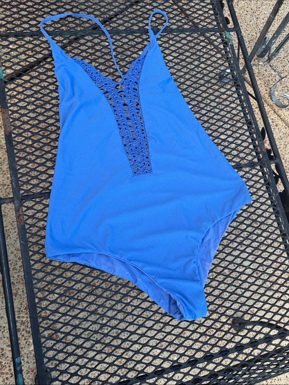 BILLABONG Blue Crochet-Trim  One-Piece Swimsuit